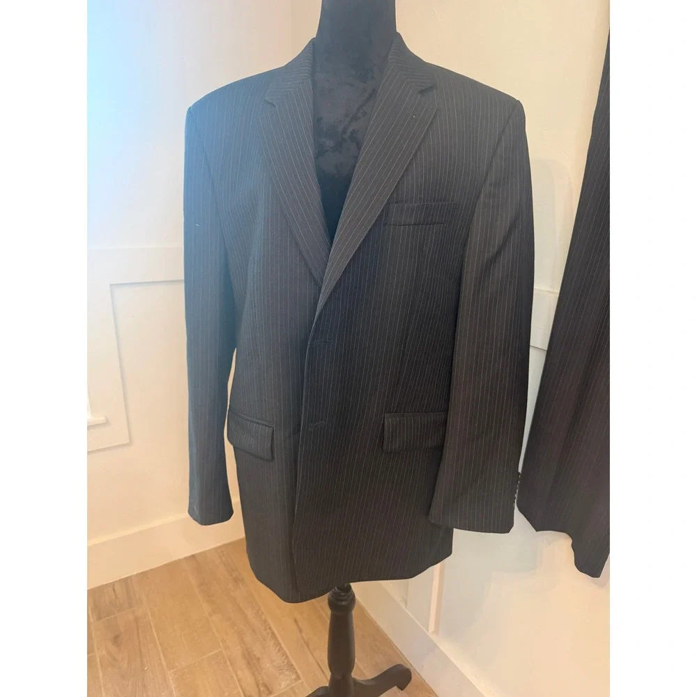 Lauren Ralph Lauren Mens Pinstripe PURE Wool Suit Blazer Pants 38W x 30L
